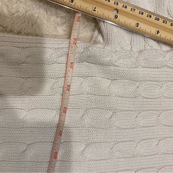 Polo Ralph Lauren Women's V-Neck White Cable Knit Cotton Sweater size X-Large - Picture 11 of 12